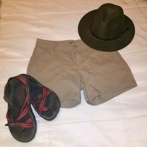 Prana khaki nylon shorts.